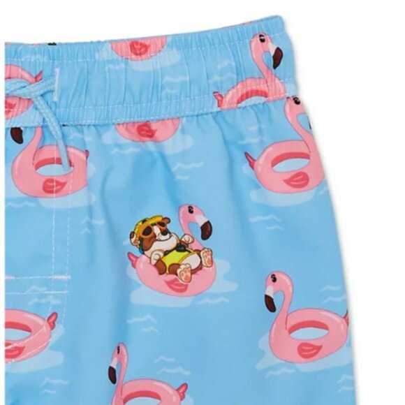NEW 2Pc 12M Boys Paw Patrol Flamingo Rashguard & Swim Trunks - Picture 3 of 3